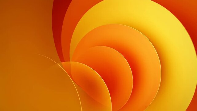 Vibrant spiral pattern transitions through warm hues of orange and yellow, showcasing a dynamic flow of color and form, creating a captivating visual experience in a continuous motion sequence