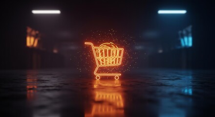 Neon Cart with Animated Swirls: Immersive E-Commerce Mood