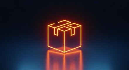 Futuristic Neon Delivery Package: Sleek E-Commerce Glow