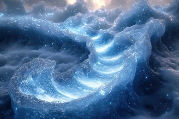 Blue and white swirl in the sky.