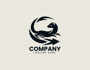 Fototapeta premium Weasel Arrow vector logo illustration