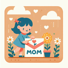 Child Writing a Letter for Mothers Day.