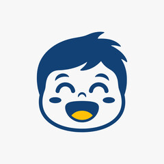 The flat design concept for the Cute Happiness expression cartoon character.