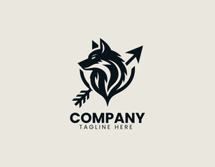 Obraz premium Wolf Arrow vector logo illustration