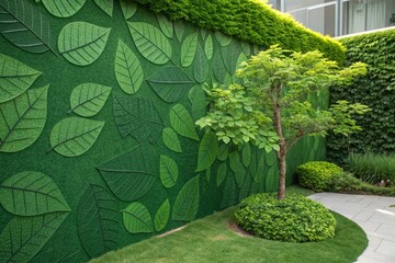 green garden with trees