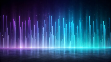 Experience a futuristic vibe with vibrant abstract light bars reflected on a sleek surface, perfect for modern tech designs and dynamic presentations