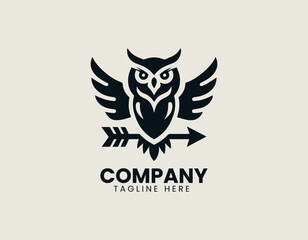 Owl Arrow vector logo illustration