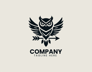Owl Arrow vector logo illustration