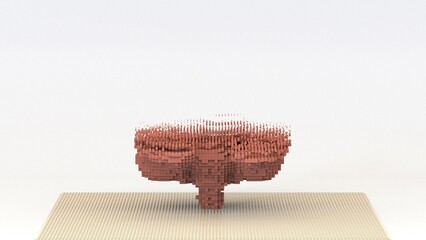 Brain made of toy building blocks forming in abstract structure on light background