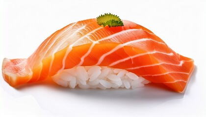 Sliced Salmon Sushi Steak Isolated On White Background