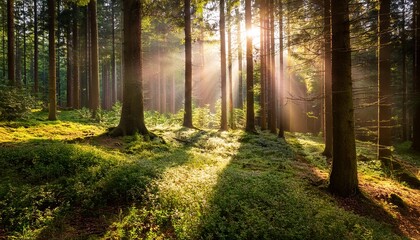 Soft Sunlight In Forest