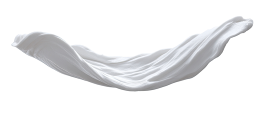 White fabric draped in a flowing arc