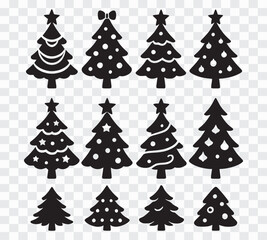 Collection of stylized Christmas tree silhouettes for holiday decorations Pine Tree Silhouette Collection | Christmas Decoration Clipart