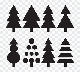 Assortment of Black Silhouette Trees Christmas, Holiday, and Nature Inspired