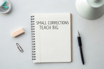 Notebook with quote about learning and small corrections