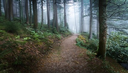Obraz premium Misty Forest Pathway