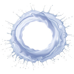 Obraz premium Luminous lavender-blue water splash creating a circular frame effect 