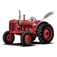 red tractor isolated