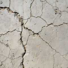 Fototapeta premium Seamless Extreme Cracked Concrete or Earth Texture or Dry Weathered Gray Cement Surface Background