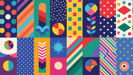 Fototapeta premium a-set-of-twelve--12--vertical-abstract--playful--.eps