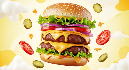 double cheeseburger flying elements