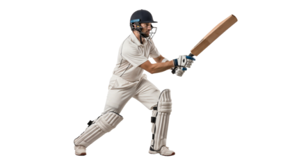 Cricketer preparing to hit the ball during a match in daylight at a sports field