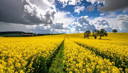 Obraz premium Yellow field under dramatic sky