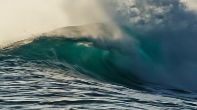 Powerful Ocean Wave Crashing in Turquoise Waters.