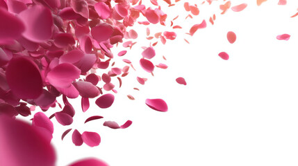 Romantic pink rose petals falling flower background