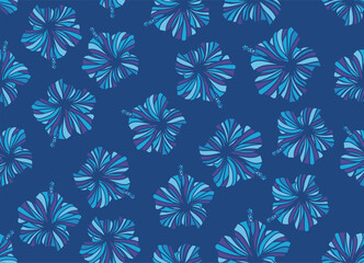 Seamless hibiscus illustration pattern, Botanical pattern, light blue, background image of southern country and hawaii and tropical image | apparel, textile