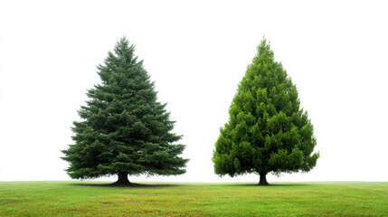 Natural green evergreen pine fir tree on grass