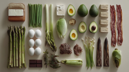 Satisfying healthy organic meal ingredients flat lay
