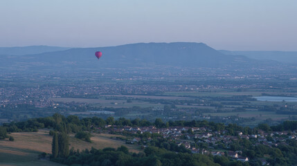 Serene hot air balloon view over France landscape