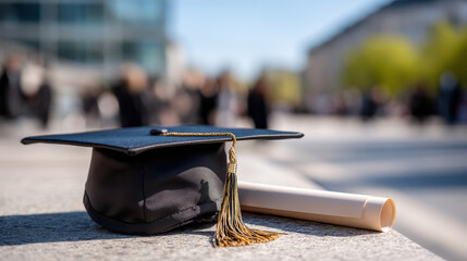 Proud graduation cap diploma degree achievement