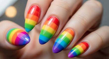 Rainbow manicure nail art ideas pride month nail designs colorful nail polish stiletto nails stylish nails