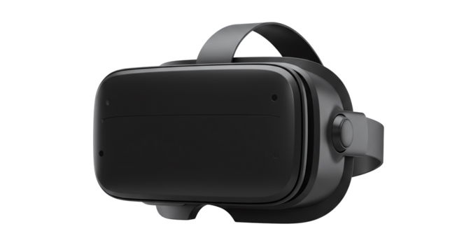High-tech black VR goggles, a gateway to immersive virtual reality, gaming, and digital exploration for advanced entertainment and interactive experiences