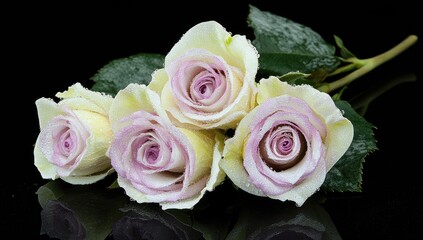 Obraz premium Pale rose bouquet; light yellow edges on petals