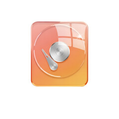 A 3d render of a hard drive icon with a gradient orange and pink glossy finish, isolated on a transparent background