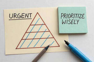 Triangle Diagram with Priority Labels and Writing Tools