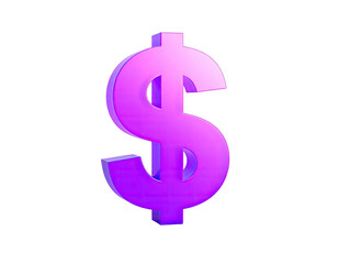 Obraz premium Glossy, purple dollar sign against a stark black background