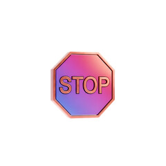 A stylized stop sign with a gradient of pink and blue, isolated on transparent background