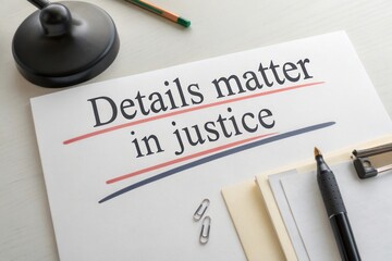 Highlighted quote on a document emphasizing details in justice