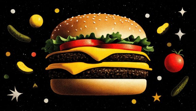 Cosmic double cheeseburger art