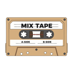 Minimalist cassette tape illustration in natural retro colors, music and nostalgia concept 