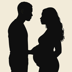 Expecting Couple Silhouette Vector Maternity and Partnership in Pregnanc
