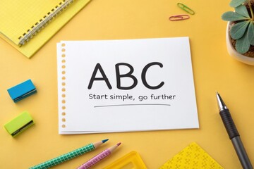 White paper featuring the ABC letters with encouraging message