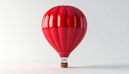 Obraz premium 3d Icon of red hot air balloon is flying isolated white background, ready for a fun travel adventure