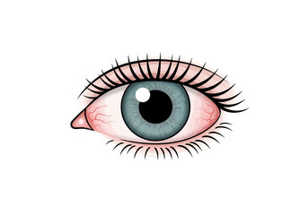 Illustration of an Inflamed Eye with Visible Blood Vessels.