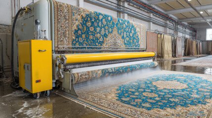 Automatic Carpet Washing Machine in Industrial Cleaning Facility