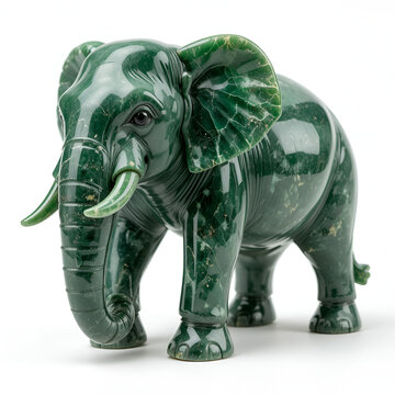 Elephants from nephrite on a white background